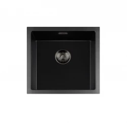 Lorreine BQ seria zlew 45x45cm nablatowy czarny z odpływem gun metal 40BQ-T-GUNMETAL