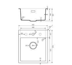 Lorreine BQ serie zlew 46x52cm nakładany czarny z czarnym korkiem 40BQ37TH-T