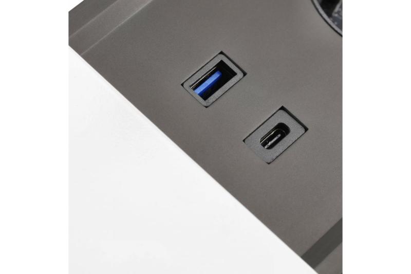 PRESTINO wpuszczany w blat przedłużacz kabla, 2x gniazdo schuko, USB A+C, RJ45, HDMI, kabel 1,5m, srebrny 1208958676