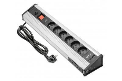 Przedłużacz biurkowy MULTI z ochroną przeciwprzepięciową, 6 gniazdami z uziemieniem, 4 portami USB 1208958684