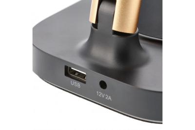 Lampa biurkowa Decor Bressi 8W 450lm AC220-240V 3-CCT Bezprzewodowe Ładowanie USB PF>0,5 RA>80 Czarna/Złota 1208962479