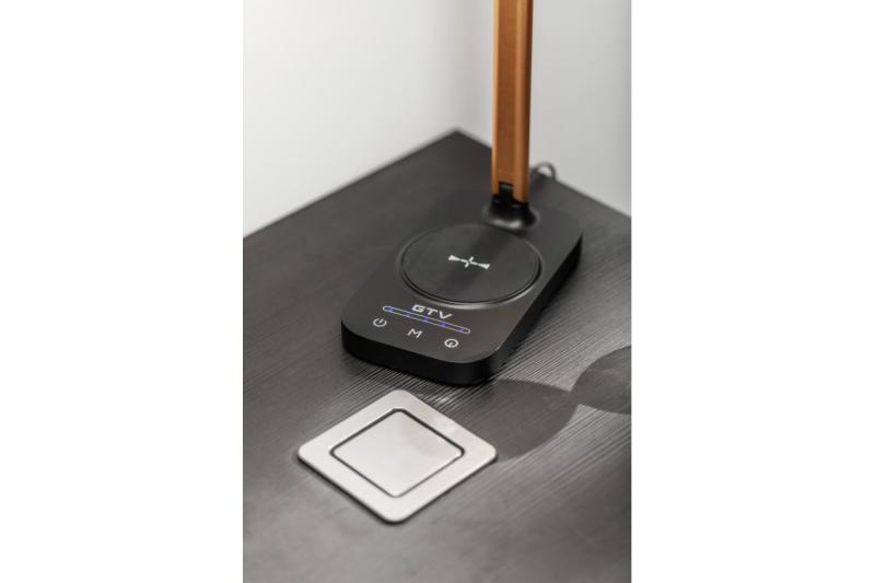 Lampa biurkowa Decor Bressi 8W 450lm AC220-240V 3-CCT Bezprzewodowe Ładowanie USB PF>0,5 RA>80 Czarna/Złota 1208962479