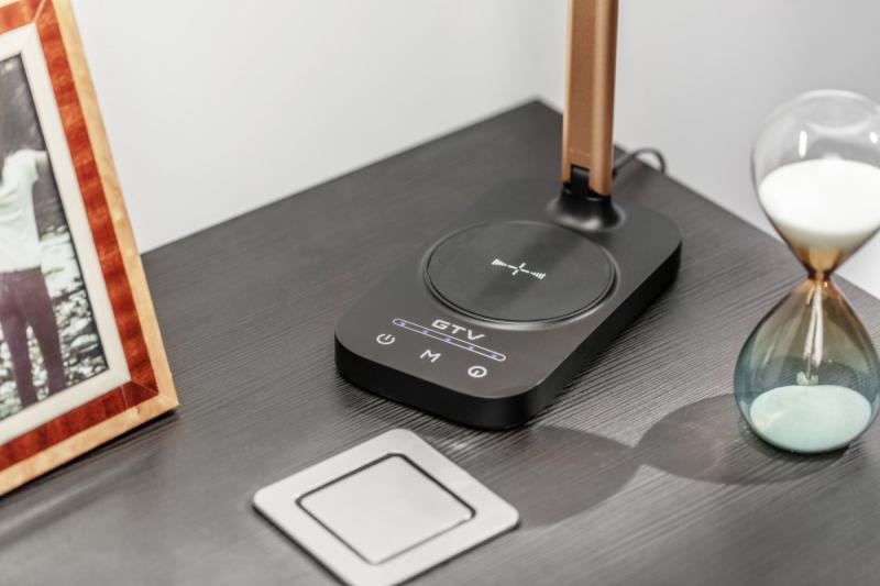 Lampa biurkowa Decor Bressi 8W 450lm AC220-240V 3-CCT Bezprzewodowe Ładowanie USB PF>0,5 RA>80 Czarna/Złota 1208962479