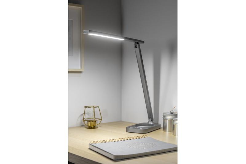 Lampa biurkowa Decor Bressi 8W 450lm AC220-240V 3-CCT Bezprzewodowe ładowanie USB PF>0,5 RA>80 Szary 1208962480