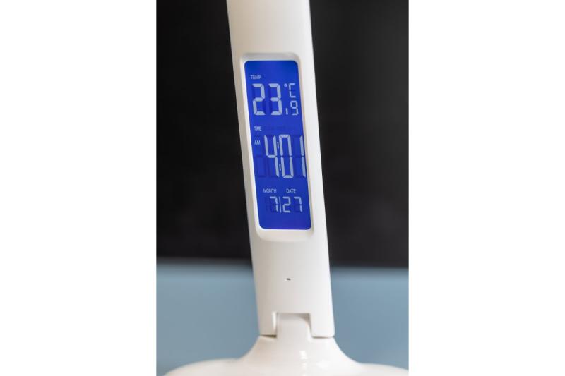 DecoLampa stołowa GALACTIC LED 5W 240lm AC220-240V 50/60Hz zmienne kolory (3000K 4000K 6000K) kalendarz alarm termometr biała obudowa. 1208962484