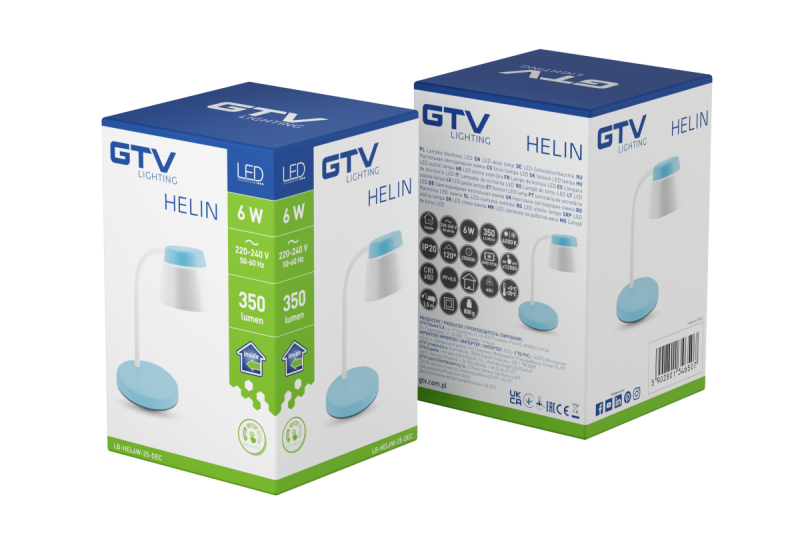 Dekoracyjna lampa biurkowa Helin 6W 350lm AC220-240V 3-CCT PF> 0,5 RA>80 Niebieska 1208962493