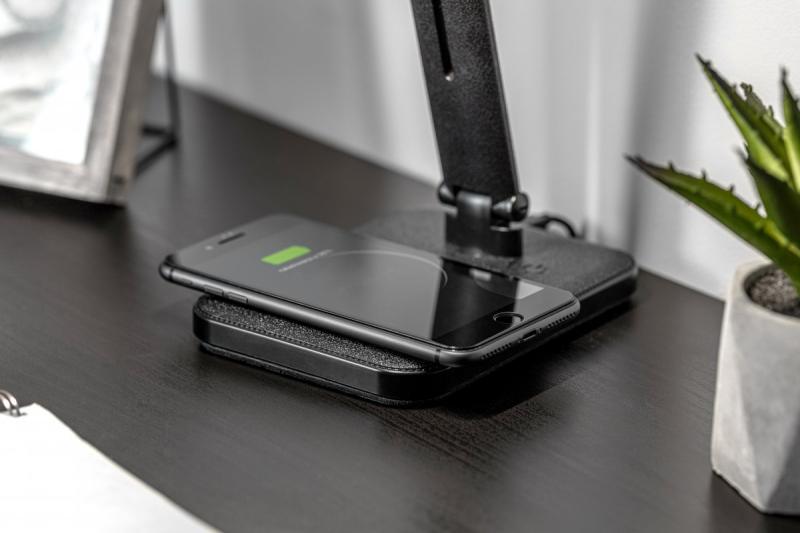 Decor IZUKA LED lampka biurkowa 6W 400lm AC220-240V 50/60Hz CCT ładowarka indukcyjna czarna. 1208962497