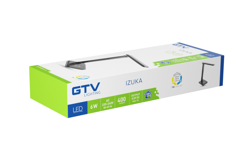 Decor IZUKA LED lampka biurkowa 6W 400lm AC220-240V 50/60Hz CCT ładowarka indukcyjna czarna. 1208962497