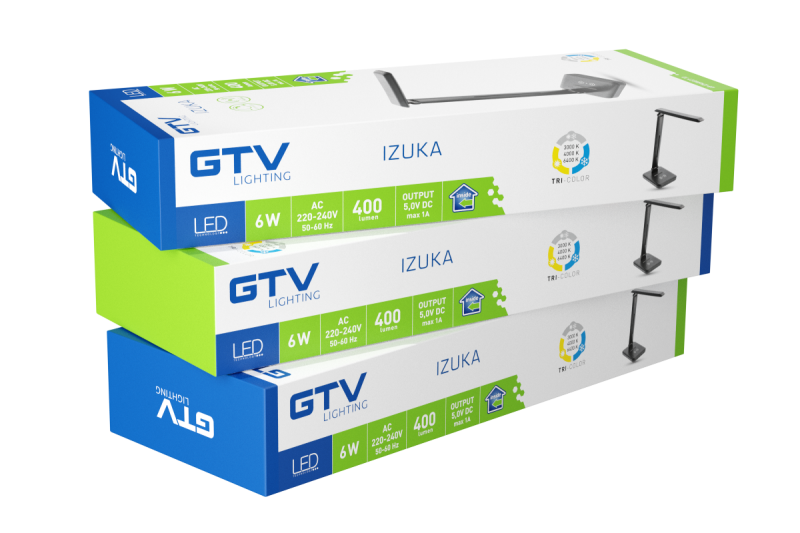 Decor IZUKA LED lampka biurkowa 6W 400lm AC220-240V 50/60Hz CCT ładowarka indukcyjna czarna. 1208962497