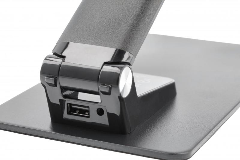 Dekoracyjna lampa biurkowa Loneos 12W 700lm AC220-240V 3-CCT 5-stopniowe ściemnianie RA>80 USB czarna 1208962502