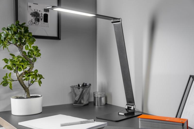 Dekoracyjna lampa biurkowa Loneos 12W 700lm AC220-240V 3-CCT 5-stopniowe ściemnianie RA>80 USB czarna 1208962502