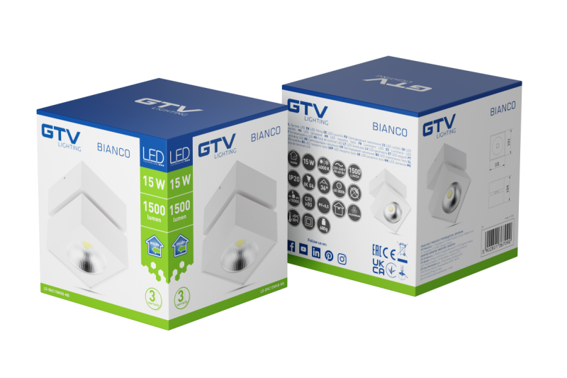 Dekoracyjny Panel LED BIAŁY 15W 1500lm AC220-240V 50/60 Hz PF> 0.5 Ra≥80 IP20 IK06.36 ° 4000K kwadratowy biały. 1208962665