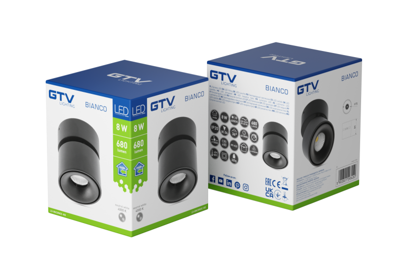 Dekoracyjne oprawa LED BIANCO 8W 680lm AC220-240V 50/60 Hz PF>0,9 Ra≥80 IP20 IK06 36° 4000K okrągła czarna. 1208962672