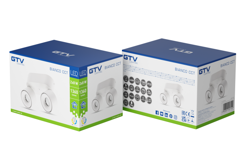 Dekoracyjny LED oprawa BIANCO CCTt 16W 680lm AC220-240V 50/60 Hz Ra≥80 IP20 36° 2700/3300/4000K okrągły, biały. 1208962673