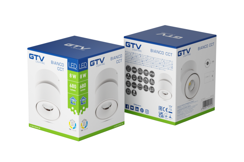 Dekoracyjna oprawa LED BIANCO CCT 8W 680lm AC220-240V 50/60 Hz Ra≥80 IP20 36° 2700/3300/4000K Okrągła Biała 1208962677