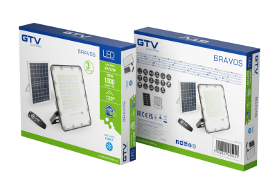 Reflektor LED na energię słoneczną BRAVOS, 100W, 1000lm, 6400K, IP65, 120°, panel słoneczny, pilot zdalnego sterowania, 3y 1208962681