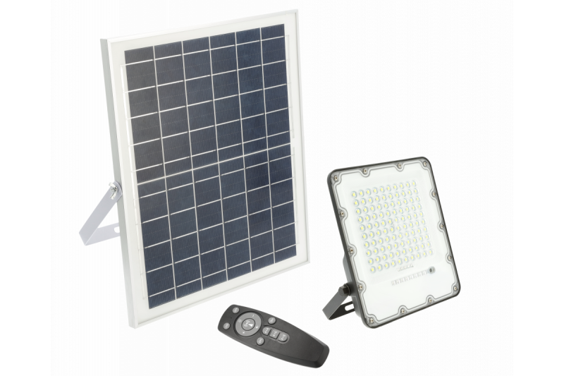 Reflektor LED na słonecznej energii BRAVOS, 50W, 500lm, 6400K, IP65, 120°, panel słoneczny, pilot zdalnego sterowania, 3y 1208962684