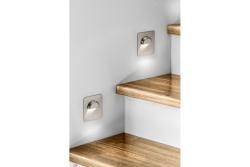 Oświetlenie LED schodowe ESCADA KA DC12V, kwadratowa przezroczysta osłona, 0,8W, 70lm, 4000K, inox, kabel 150cm