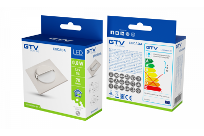 Dekoracyjna oprawa LED na schody ESCADA KB DC12V kwadratowa matowa szklana pokrywa 0,8W 70lm 4000K inox kabel 150cm.