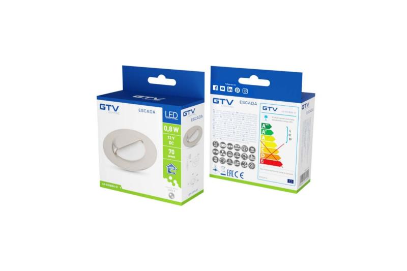 Dekoracyjna LED oprawa schodowa ESCADA OB DC12V okrągła matowa szklana obudowa 0,8W 70lm 4000K inox kabel 150cm