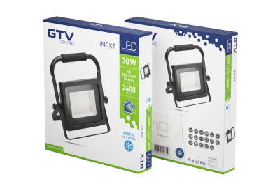 Reflektor LED iNEXT (przenośny) 30W 2400lm, PF>0,9, RA>80, IP65, 120°, 6400K, czarne ciało 1208962861