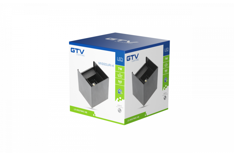 Dekor MISSOURI-K lampa LED 7W 540lm AC220-240V 50/60 Hz PF>0.5 Ra≥80 IP54 IK08 4000K kwadrat czarny. 1208962994