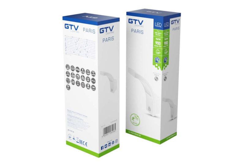 Dekoracyjny LED-armatura PARIS z czujnikiem ruchu 10W 900lm IP54 AC220-240V 50/60Hz 140° 9m 4000K biały. 1208963095