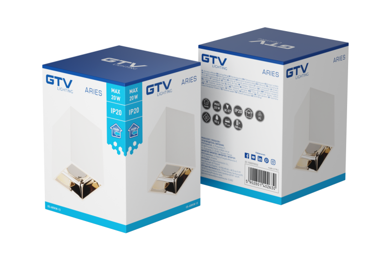 Dekoracyjna oprawa sufitowa ARIES PC 77x100mm IP20 max 20W kwadratowa biała/złota. 1208963815