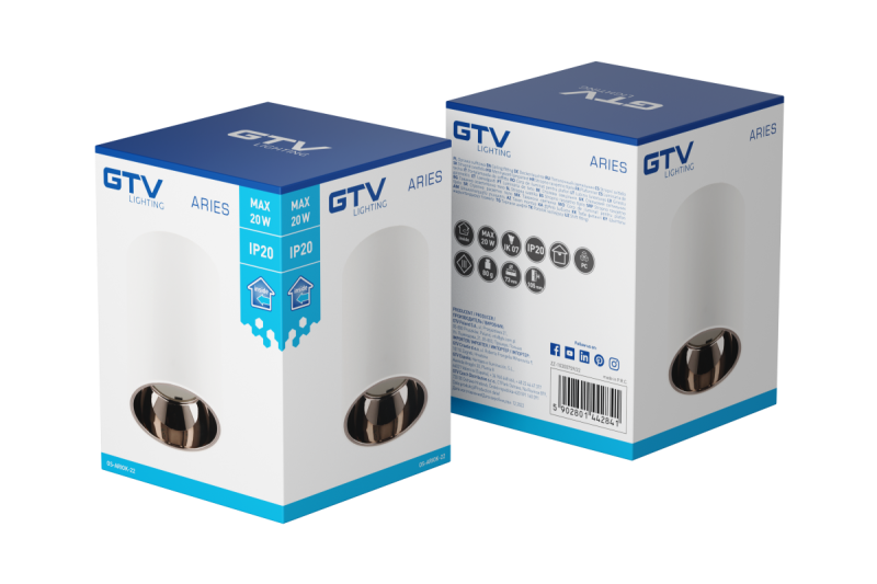 Dekoracyjna oprawa sufitowa ARIES PC 73x105mm IP20 max 20W okrągła biała/czarna chrom. 1208963820