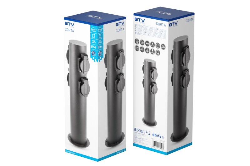 Deco Ogród Słup CORTA-P 36 IP54 AC220-240V 50-60Hz 4*Gniazdo Schuko max. 3500W słup grafitowy. 1208963859