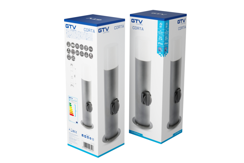 Decor CORTA-P 40 lampa ogrodowa E27 MAX.25W IP44 AC220-240V 50-60Hz gniazdko max. 3000W słupek grafit. 1208963861