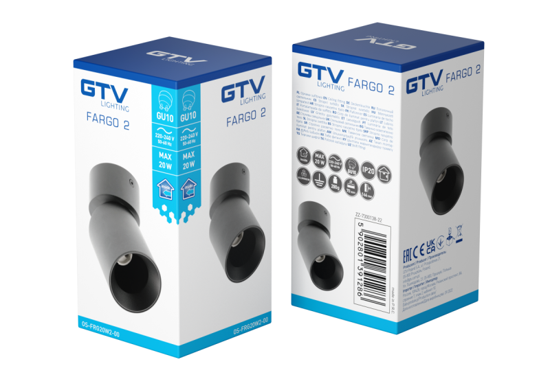 Plafoniera dekoracyjna FARGO 2 aluminium 70x166mm IP20 max 20W okrągła czarna. 1208963880