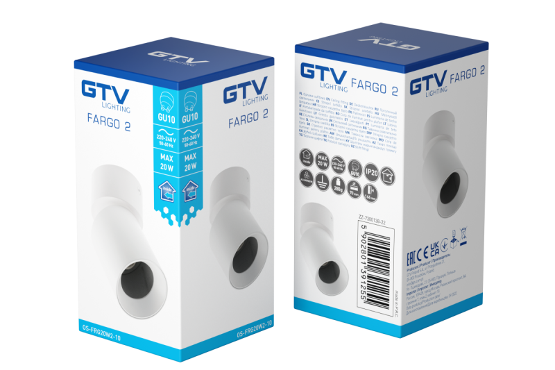 Plafondlamp FARGO 2 aluminium 70x166mm IP20 max 20W rond zwart. 1208963881