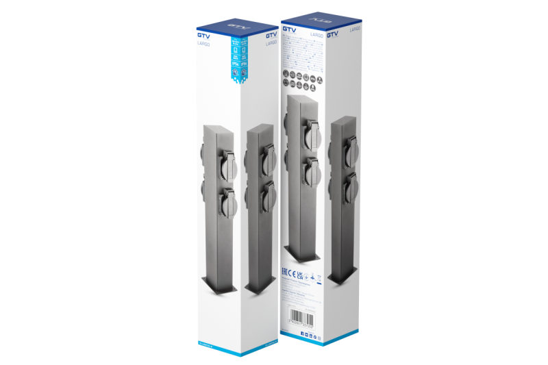 Dekoracyjny słupek ogrodowy LARGO-P 36 IP44 AC220-240V 50-60Hz 4*gniazdo schuko max. 3500W słupek grafitowy. 1208963917