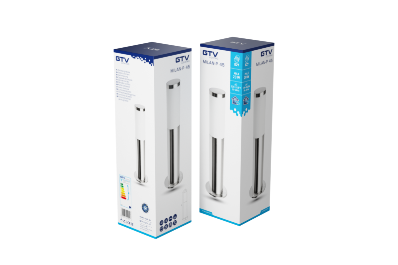 Dekoracyjne Oświetlenie Ogrodowe MILAN-P 45 E27 MAX.40W IP44 AC220-240V 50-60Hz słupek inox. 1208963944