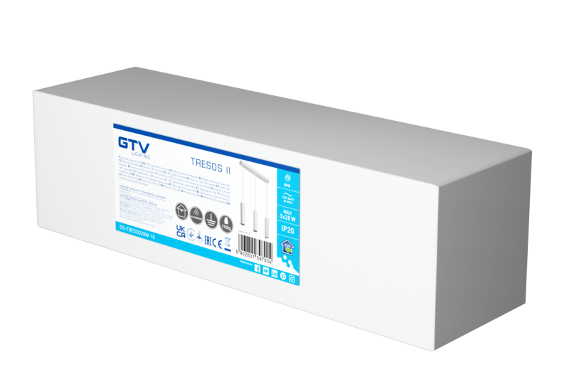 Dekor Oprawa wisząca TRESOS II 3xGU10 aluminium IP20 max. 3x20W biały. 1208964031
