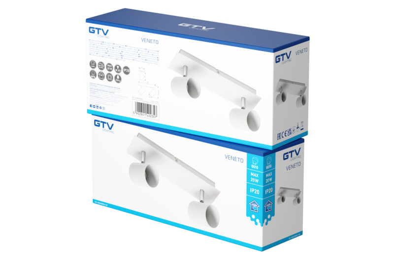 Oświetlenie sufitowe VENETO IP20 max. 20W 2 x GU10 okrągłe białe. 1208964037