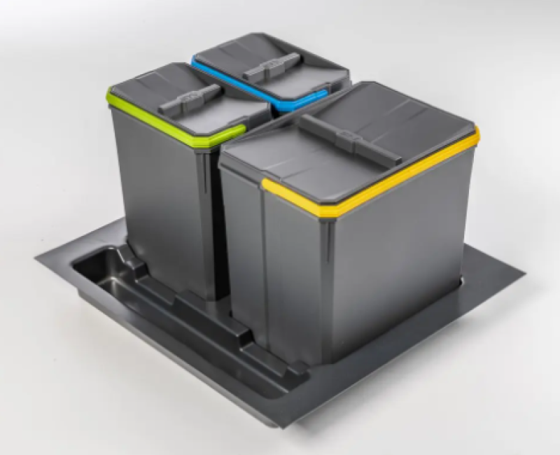 Garbi Basket B-60-3 sorteerafvalsysteem voor lade van 60 cm inclusief houder en 3 afvalbakken 1208964399.