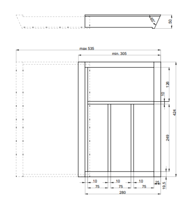 Ozdoba Cutle Wkład na sztućce Regulowany Wkład do szafek 400-600mm Kolor Bukowy 1208966289