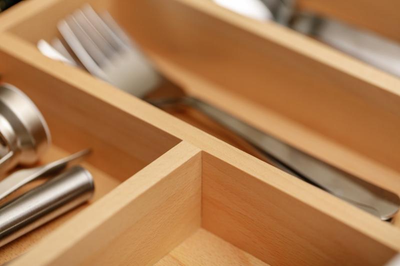 Decor Cutle Pojemniki na sztućce Regulowany organizer na sztućce Kolor Bukowy 1208966290