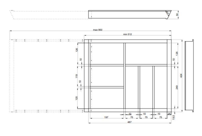 Dekor Cutle Wkład na Sztućce do Kuchni Regulowany Wkład do Szafek 600-1000mm 1208966291