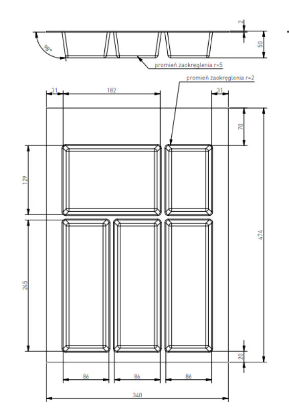 Dekor Cutle Wkład na sztućce do szuflady kuchennej 400 Antracyt 1208966374