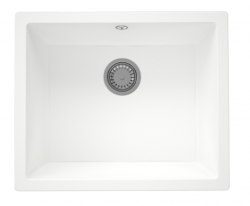GraniteMy Universele granieten witte spoelbak 50x40 cm wit opbouw onderbouw en vlakbouw met rvs plug 1208966881