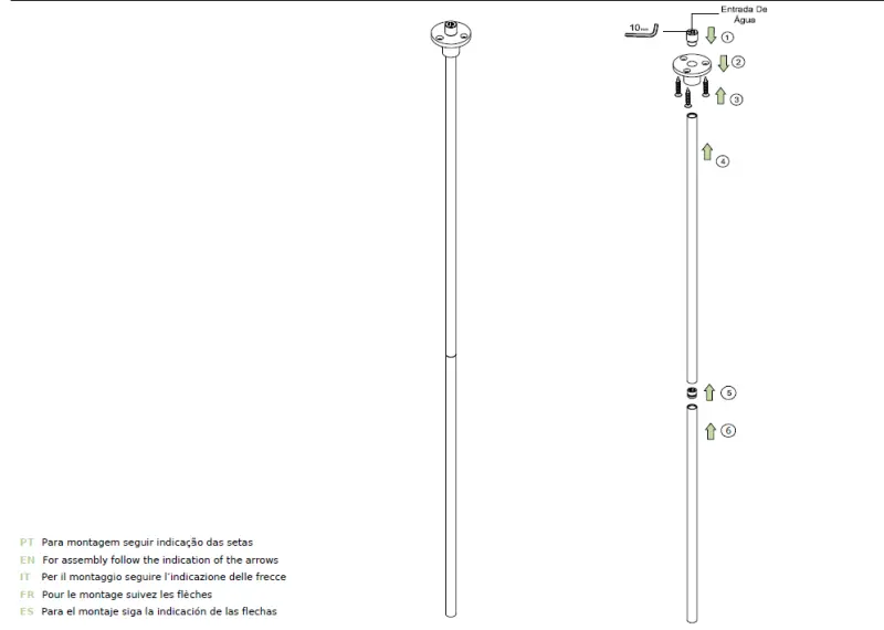 Waterevolution Flow sufitowa bateria umywalkowa wylewka PVD jasne złoto T1678WGE