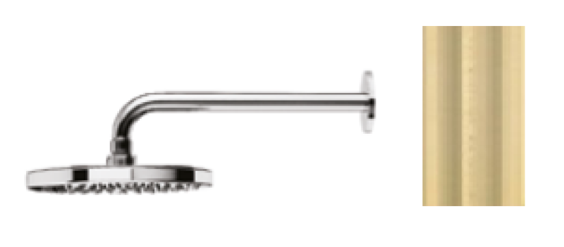 Waterevolution Flow deszczownica 250 mm z przyłączem ściennym PVD Light Gold T164125WGE