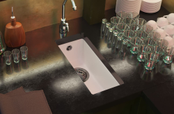 GraniteMy Universele granieten witte kleine spoelbak 17x40 cm wit opbouw onderbouw en vlakbouw met rvs plug 1208966953