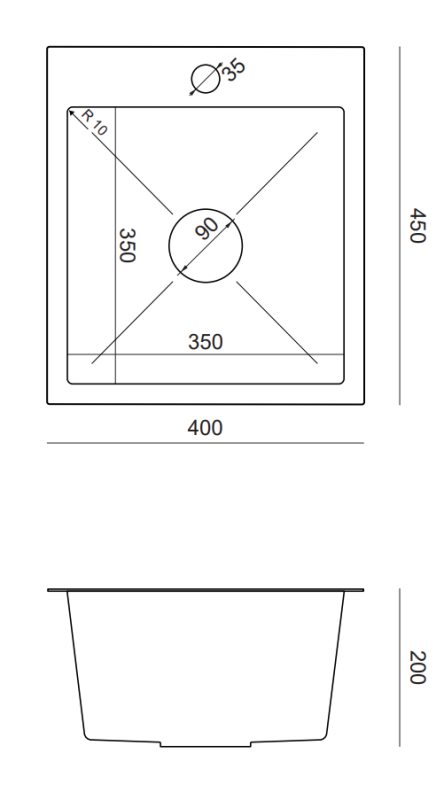 Quadri Dixton 40 set z czarnym zlewozmywakiem ze stali nierdzewnej z nano powłoką PVD 400x450 mm z otworem na baterię oraz bateria kuchenna Quadri Bristol