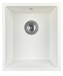 GraniteMy Universele granieten witte spoelbak 34x40 cm wit opbouw onderbouw en vlakbouw met roestvrijstalen plug 1208967107