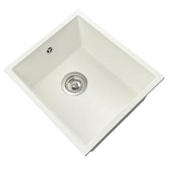 GraniteMy Universele granieten witte spoelbak 34x40 cm wit opbouw onderbouw en vlakbouw met roestvrijstalen plug 1208967107