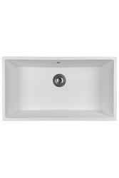 GraniteMy Universele granieten grote witte spoelbak 74x40 cm wit opbouw, onderbouw en vlakbouw met roestvrijstalen plug 1208967111
